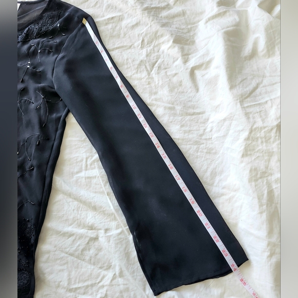 Cleo black Sheer beaded blouse, Bohemian beaded blouse, Size M - Picture 15 of 15